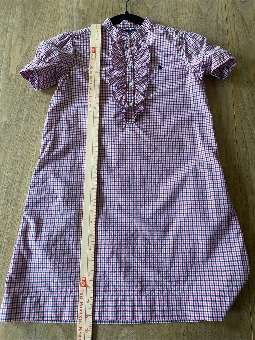 Girl’s Polo Lauren Girl’s Pink & Navy Check Ruffle Dress